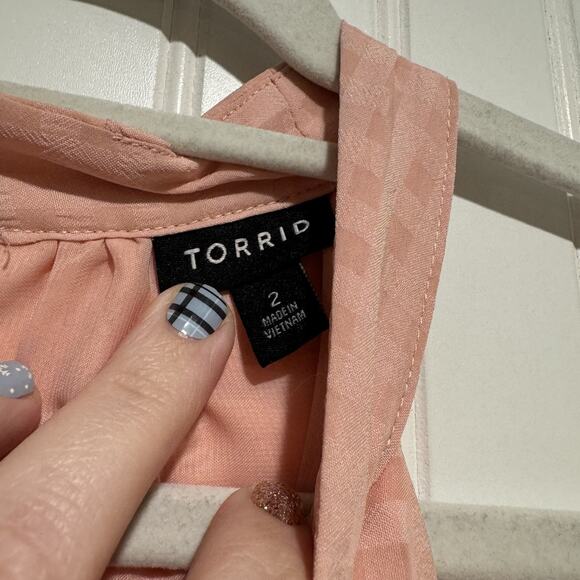 Torrid Pink Gingham High Neck Blouse Plus Size 2X - Picture 4 of 6